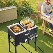50,000 BTU Outdoor Propane Deep Fryer – Dual 16QT Commercial Stainless Steel Fish Cooker with 3  for Catering Events & Camping