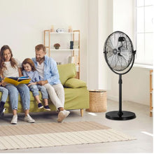 18-Inch Industrial Pedestal Fan - 3-Speed Adjustable Height Standing Fan (Black)