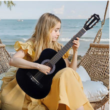 38 Inch Classical Guitar Starter Kit Black Basswood Guitar with Gig Bag & Accessories