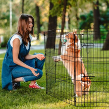 Dog Playpen 8-Panel 30"H Foldable Metal Pet Fence with Door Bottom Pad & Top Cover