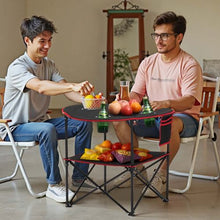 Folding Camping Table – Portable Waterproof Picnic Table with Cup Holders & Carry Bag (Black)