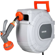 Retractable Garden Hose Reel 1/2" x 50 FT Wall Mounted with 9-Function Nozzle180° Swivel & Auto Rewind