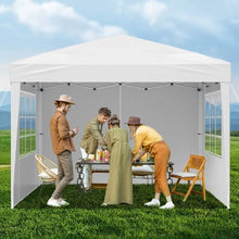 10x10 Ft Pop-Up Canopy Tent Portable Gazebo with 3 Sidewalls & Ventilated Windows Adjustable Height for Outdoor Events & Patio