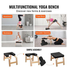 Yoga Headstand Bench – 300lbs Capacity Inversion Chair with Wood Frame & PU Pad for Balance Training Fatigue Relief (Black)