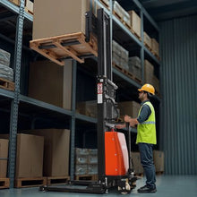 3300 lbs Load Capacity Semi Electric Pallet Stacker Adjustable Fork Width