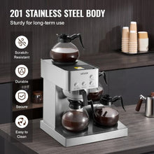 12-Cup Commercial Drip Coffee Maker with 4 Glass Carafes & Warmer Plates – Stainless Steel Brewer for Restaurant Office & Home