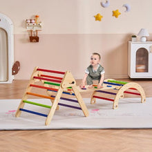 5-in-1 Pikler Triangle Set – Large Colorful Wooden Montessori Climbing Gym with Ramp & Arch (1–3 Years)