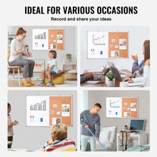 36" x 24" Whiteboard & Cork Board Combo with Aluminum Frame 2-in1 Magnetic for School Office