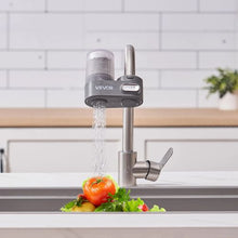 Faucet Mount Water Filter Vertical Carbon Fiber Purifier for Sink Tap Removes Chlorine & Lead, 3 Filters Gray