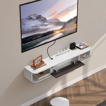 47 In Floating TV Stand Wall Mount Entertainment Center with Cable Hole Modern TV Shelf with Storage Cabinet - (White)