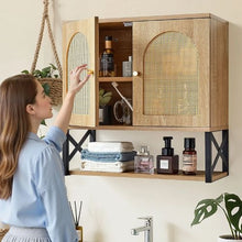 Bathroom Wall Cabinet with 2 Doors Adjustable Shelf Over-the-Toilet Storage Wall-Mounted Organizer for Laundry Kitchen Restroom