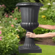 26.4" Plastic Urn Planters Classic Flower Pots for Indoor & Outdoor Décor (Set of 2) Black