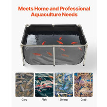 126.8-Gal PVC Koi Fish Pond with Viewing Panel Stainless Steel Frame & Drain Valve