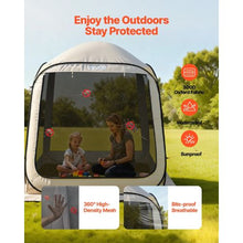 6 x 6 ft Pop-Up Screen Tent, 4–6 Person Screened Canopy Shelter with Netting Sides Stakes & Carry Bag – (Beige)