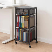 3-Tier Rolling File Cart with Drawers Under-Desk File Organizer 45 lbs Capacity (Black)