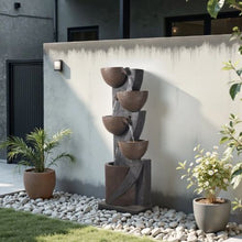 49.61" 5-Tier Outdoor Jar Water Fountain – Cascading Floor Standing Fountain with LED Light & Pump for Garden Patio & Home