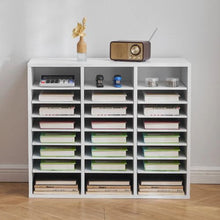 24-Compartment Literature Organizer with Adjustable Shelves Wooden MDF Mailbox Sorter (White)