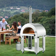 Dual Fuel Outdoor Pizza Oven 26" Pellet & Gas Pizza Maker with Cordierite Stone & Casters