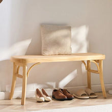 43.3 In Rattan Bench with Oak Wood Legs Handwoven Rattan for Entryway Bedroom Living Room Kitchen