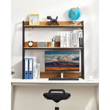 2-Tier Desktop Bookshelf Hutch Wood Color with Anti-Slip Feet (Wood Grain)