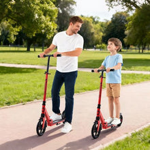 Red + Black 2-Wheel Kick Scooter for Kids 8+ Teens & Adults Adjustable Handlebar Anti-Slip Deck Lightweight 220 lbs Capacity