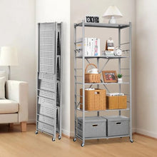 5-Tier Foldable Metal Storage Shelf 32 x 14 x 72 Inch (Grey)