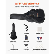 41 Inch Cutaway Acoustic Guitar Bundle with Gig Bag Tuner Capo & Accessories (Black)