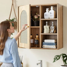 Wall-Mounted Bathroom Cabinet with Door Adjustable Shelf (5 Levels) Over-the-Toilet Storage for Laundry Kitchen Restroom