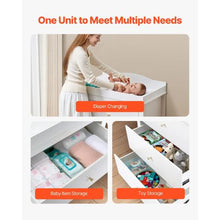 Nursery Changing Table Dresser with 3 Drawers Baby Diaper Station with Storage Organizer (White)