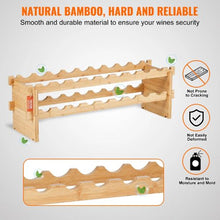18 Bottle Wine Rack with 2-Tier Solid Bamboo Wood Storage Racks for Kitchen Bar and Cellar (Natural Color)