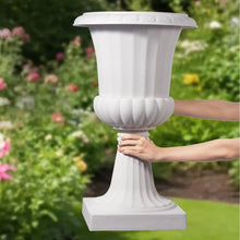 26.4" Plastic Urn Planters Classic Flower Pots for Indoor & Outdoor Décor (Set of 2) White