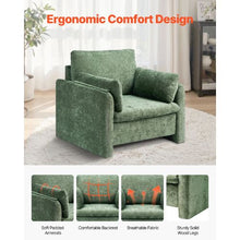 Green Modern Upholstered Accent Chair with Armrests for Living Room & Bedroom