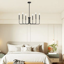 6-Light Black Farmhouse Chandelier Adjustable Height Hanging Light Fixture for Dining Room Bedroom Foyer Kitchen & Living Room