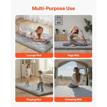 Japanese Tatami Mat Twin Foldable 9-Layer Floor Mattress with Storage Bag for Sleeping & Yoga (Gray)