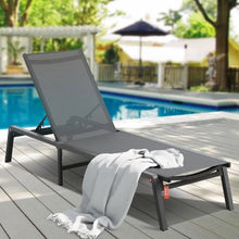 Outdoor Chaise Lounge Chair Aluminum 5 Adjustable Positions – (Dark Grey)