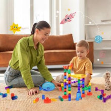 110-Piece Marble Run Set, Glow-in-the-Dark & Glass Marbles, STEM Race Track Toy for Kids