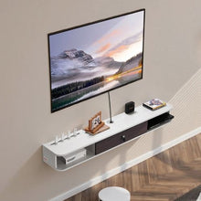 55In Floating TV Stand with Storage Cabinet Wall Mount Entertainment Center Power Outlet & Cable Hole - (White)