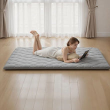 80 x 60 x 3.5 In Japanese Tatami Mat Queen Size Foldable Futon Mattress 9-Layer Floor Sleeping Mat with Storage Bag (Gray)