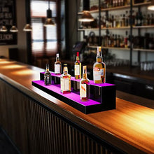 60 Inch LED Lighted Liquor Bottle Display 2 Tiers with RF Remote & App Control