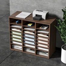 24-Compartment Literature Organizer with Adjustable Shelves Wood Mailbox Sorter EPA Certified (Brown)