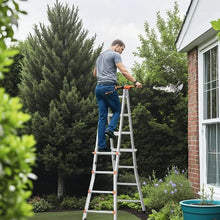 15.5 FT Telescoping A-Frame Ladder Compact Aluminum Extension Ladder 330 LB Capacity