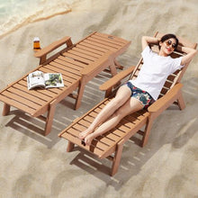 HDPE Chaise Lounge Chair 6-Position Adjustable Patio Lounge Chair with Cup Holder 400 lbs Capacity (Brown)