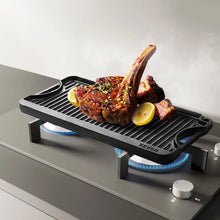 492x218 mm Black Reversible Iron Griddle for Indoor/Outdoor Stove Top Burner Gas Camping BBQ