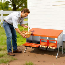 4-Compartment Chicken Nesting Box Roll-Away Egg Laying Box with Legs Steel & Plastic for Hens (Orange)