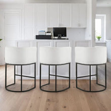 25 Inch Counter Height Stools with Backrest for Kitchen Dining Room (White)