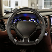 Infiniti G37 Steering Wheel 2007–2013 Carbon Fiber Flat-Bottom Design Non-Slip Leather Grip( Black)
