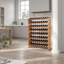 72 Bottle Stackable Modular Wine Rack with 8-Tier Rack  for Kitchen Cellar and Bar (Natural)