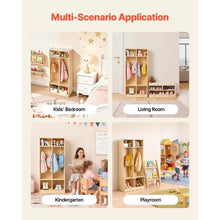 Wooden Kids Coat Locker with 4 Hooks & Storage Cubbies (Natural)