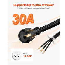 10 FT Dryer Power Cord 3-Prong NEMA 10-30P 30A Pure Copper Wire Cable with PVC Cable Tie