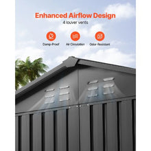 6 x 4 FT Metal Garden Shed Outdoor Storage Shed Lockable Doors 4 Louver Vents Peak Roof (Gray)